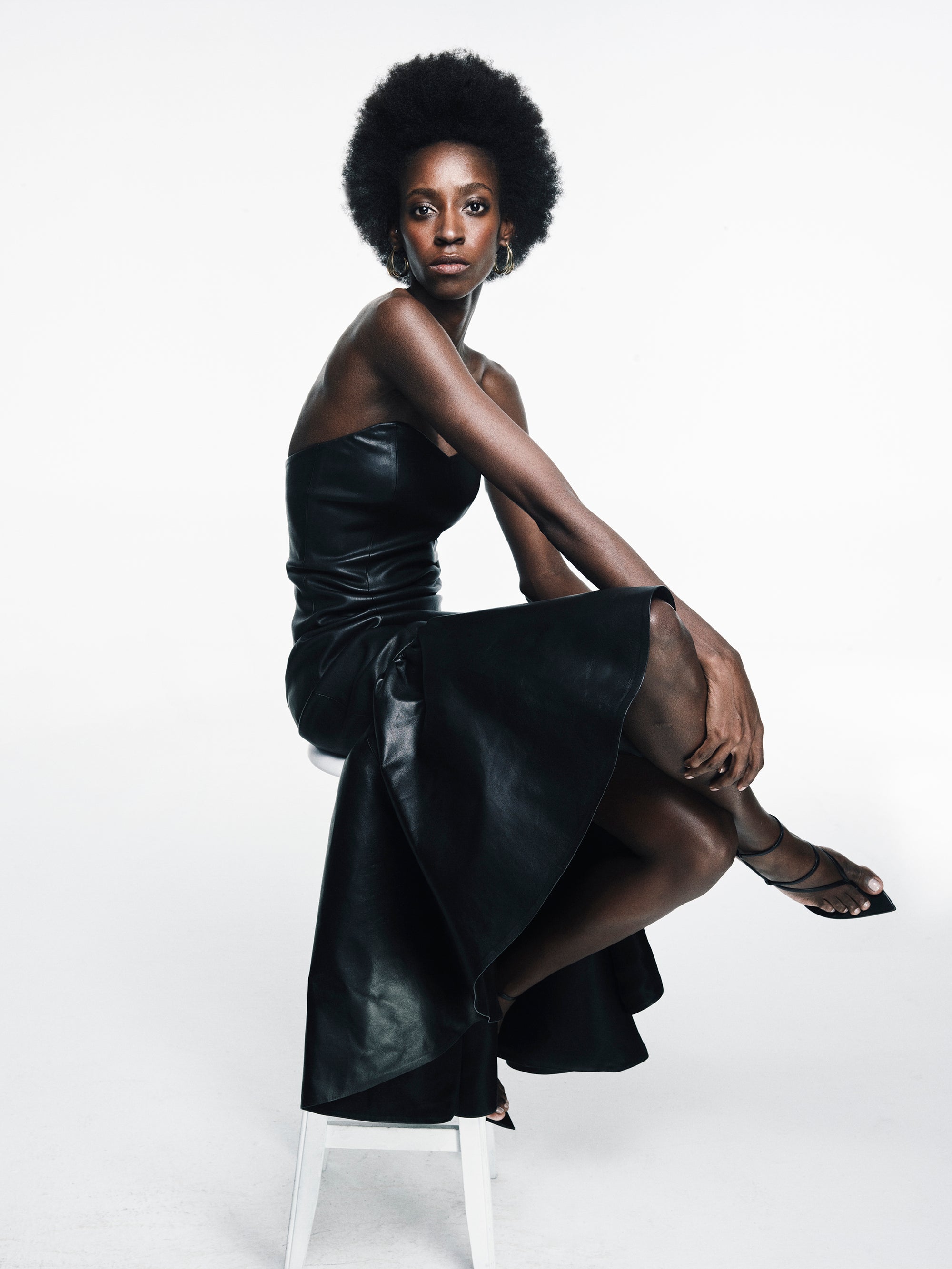 Strapless Midi LeatherDress