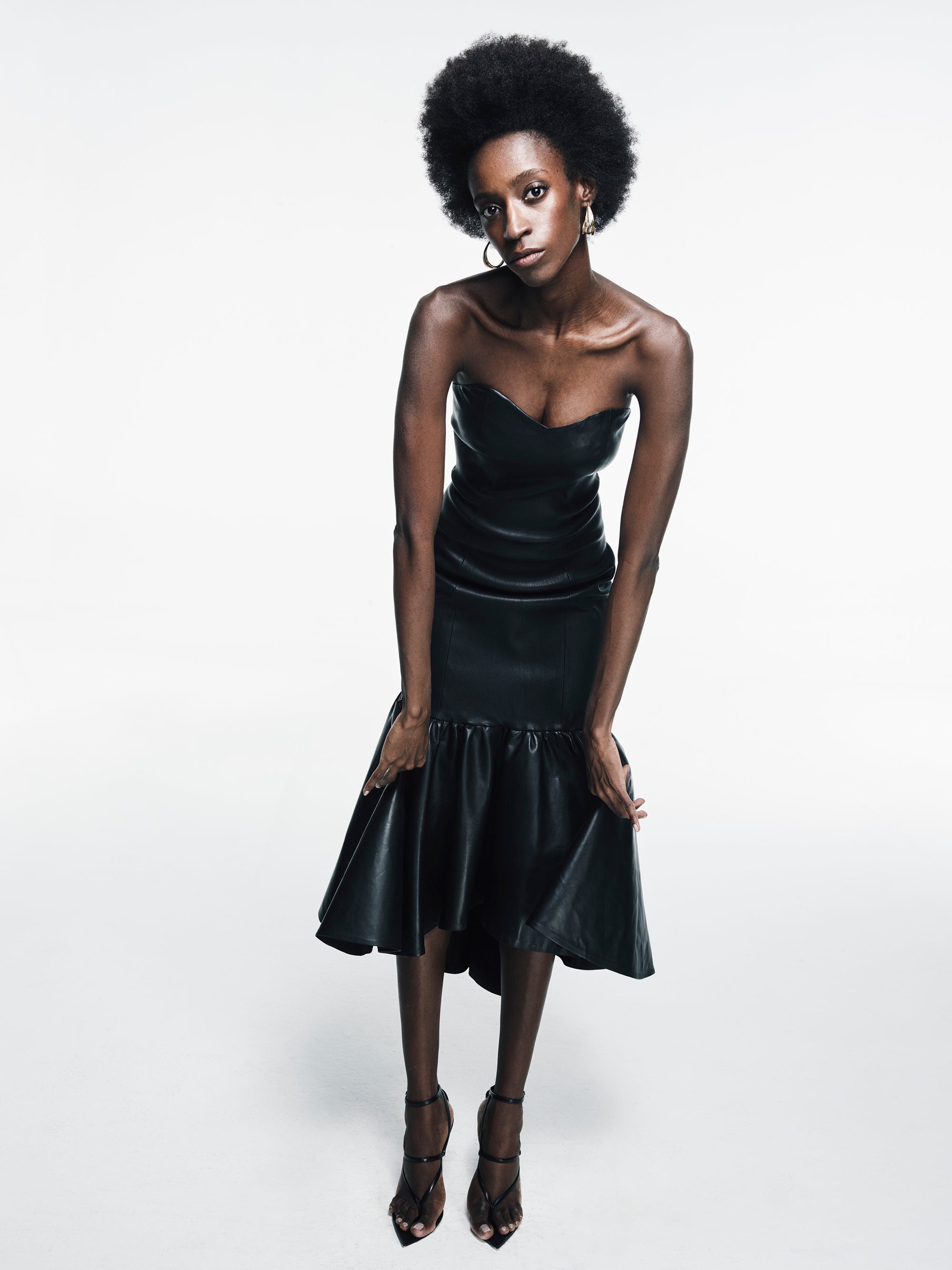 Strapless Midi LeatherDress