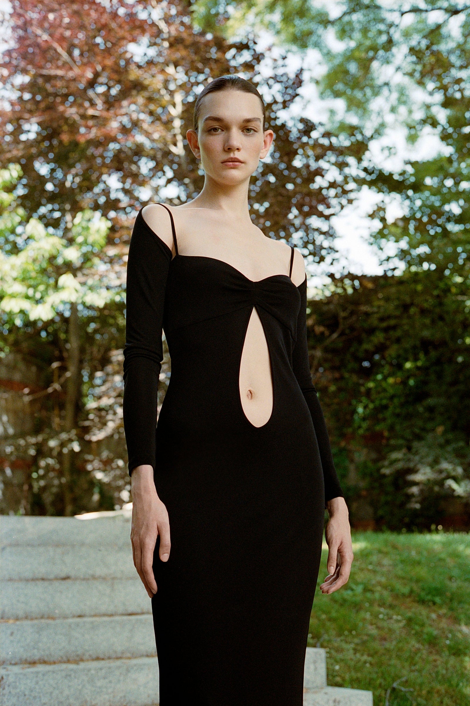 Off The Shoulder Midi Jersey Dress