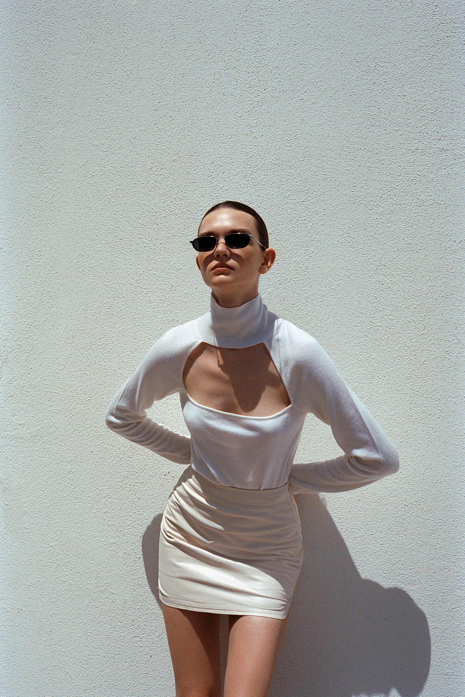 Wave Mini Leather Skirt