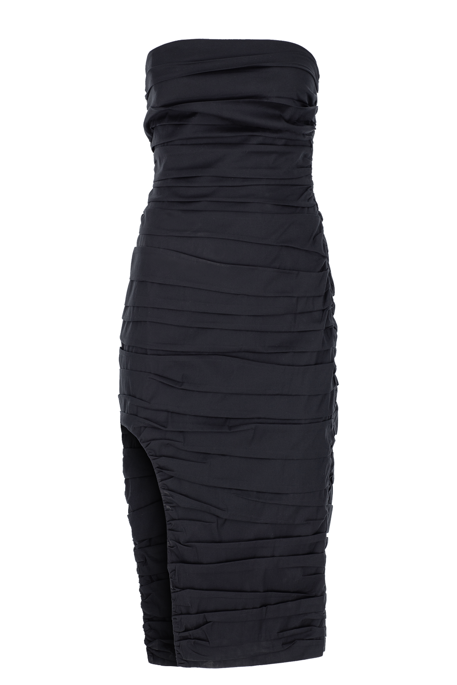 Strapless Ruched Midi Dress