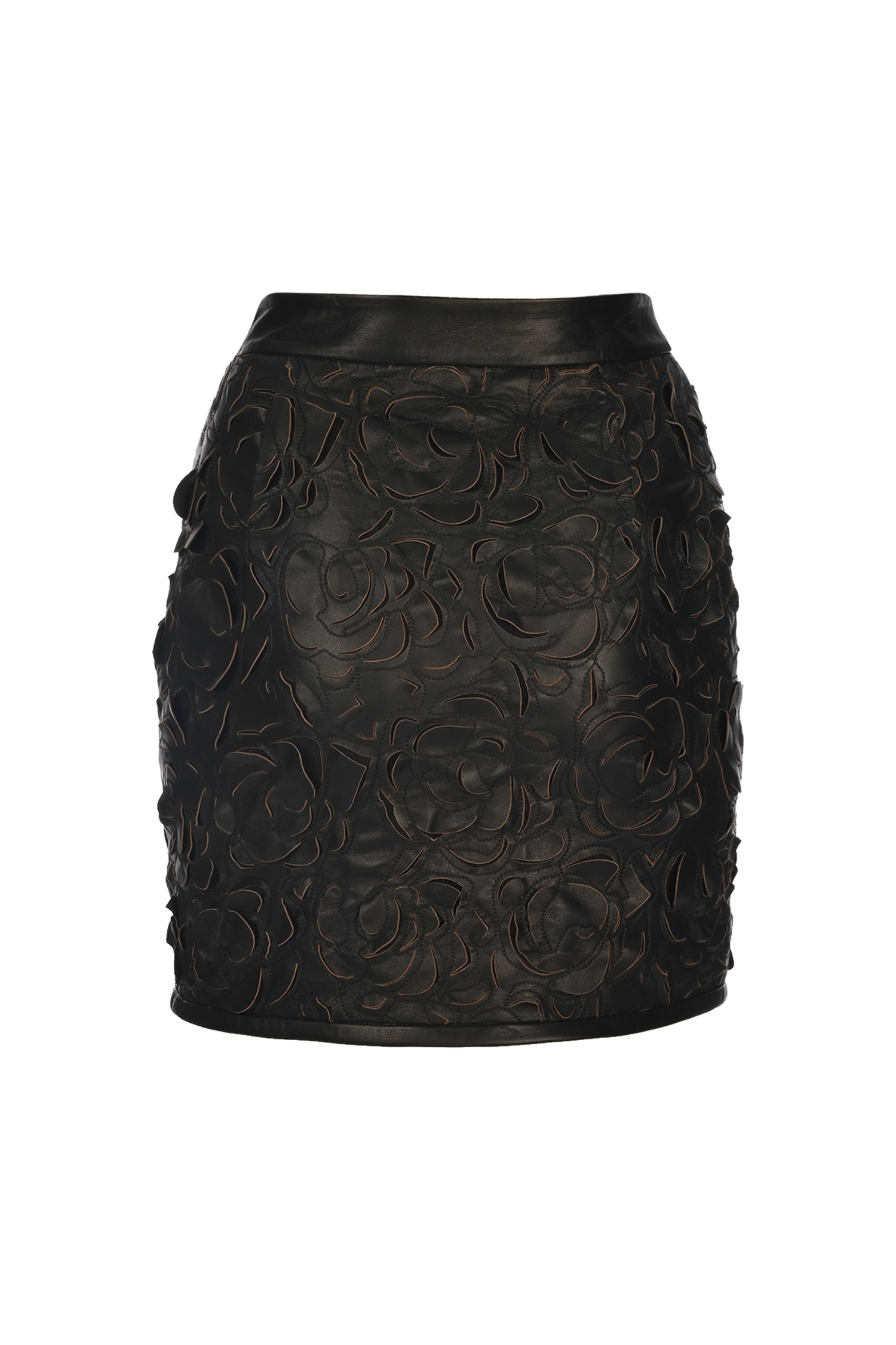 Rose Laser Cut Leather Skirt