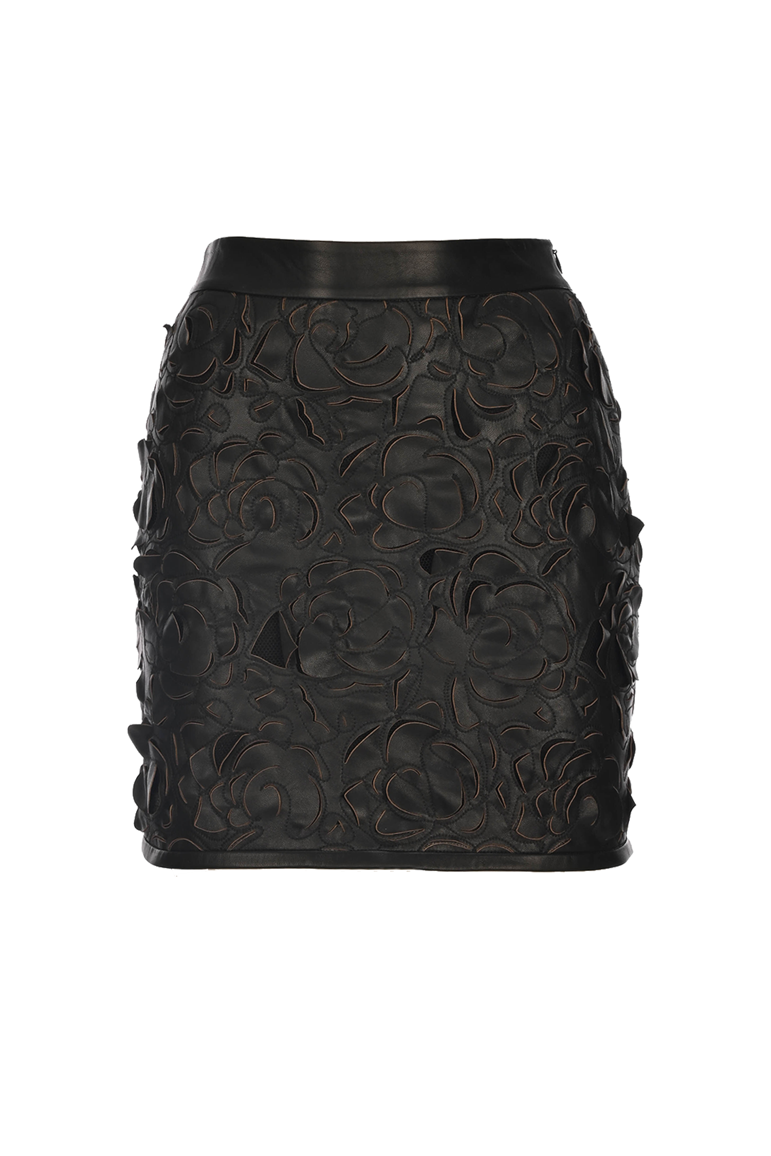 Rose Laser Cut Leather Skirt