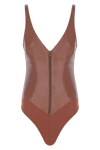 Zipped Leather Bodysuit