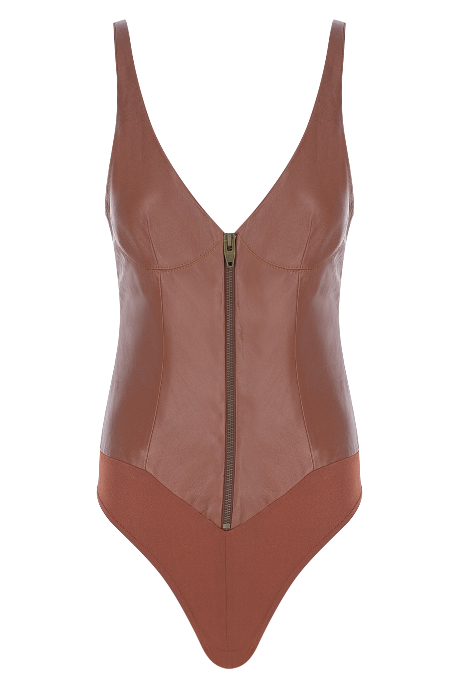 Zipped Leather Bodysuit