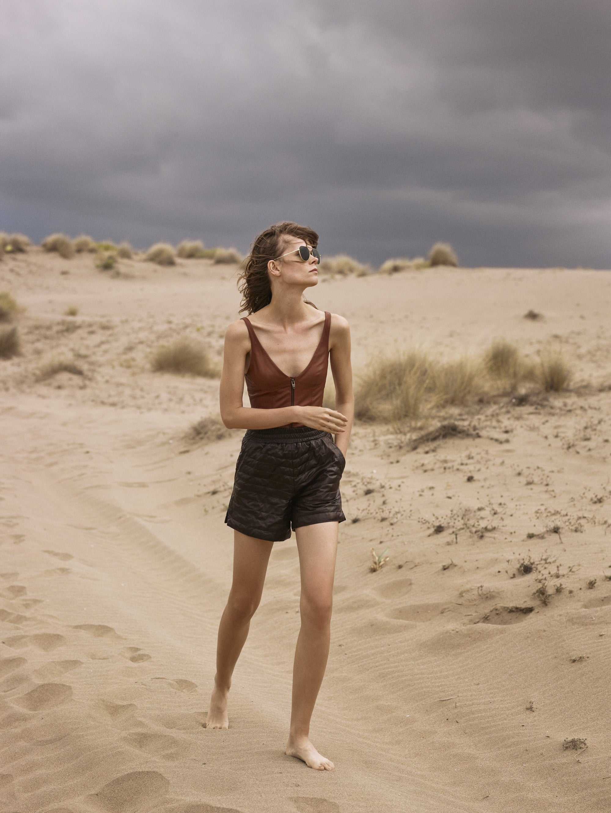 Zipped Leather Bodysuit