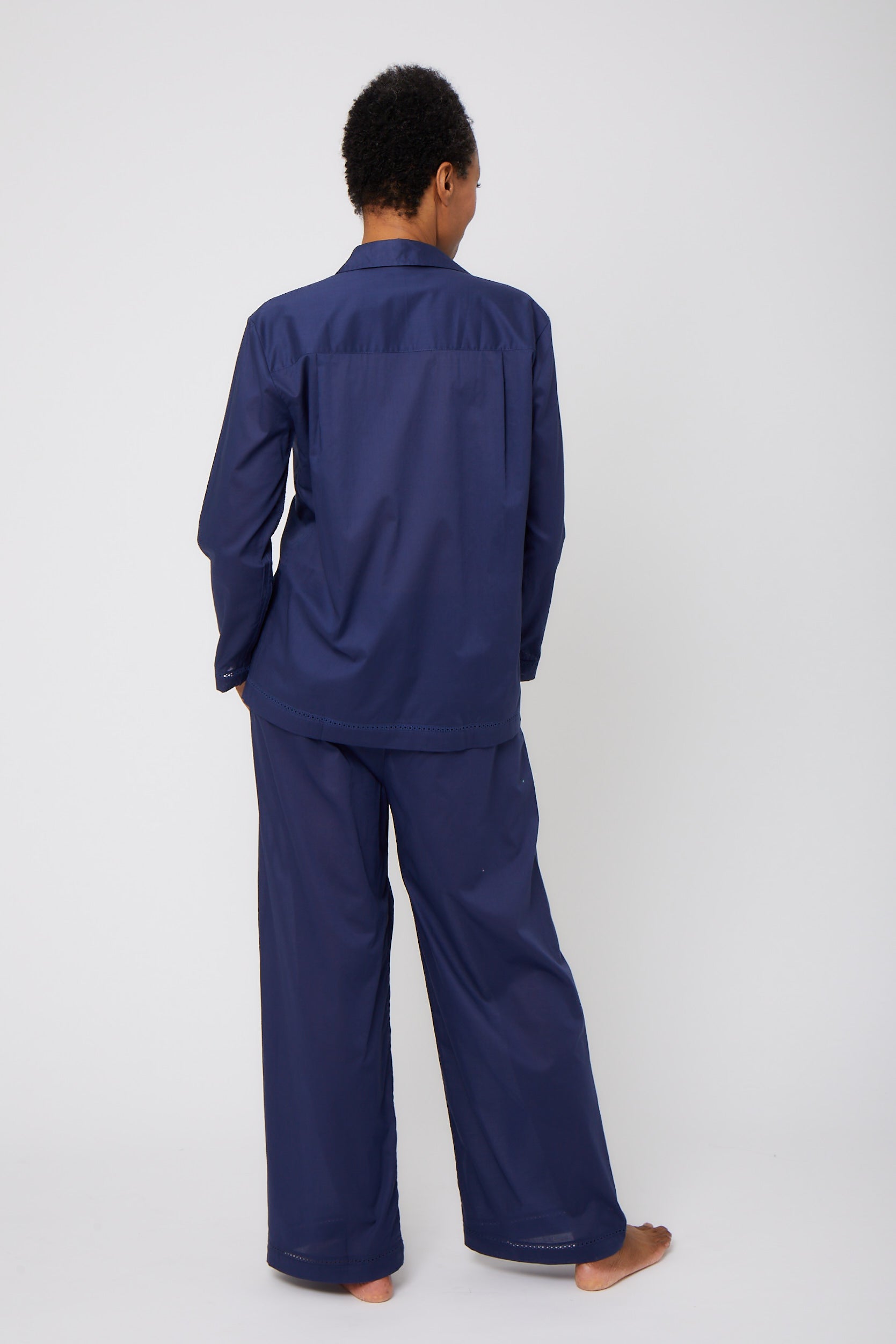 Cotton Pajama Set with Lace Detail