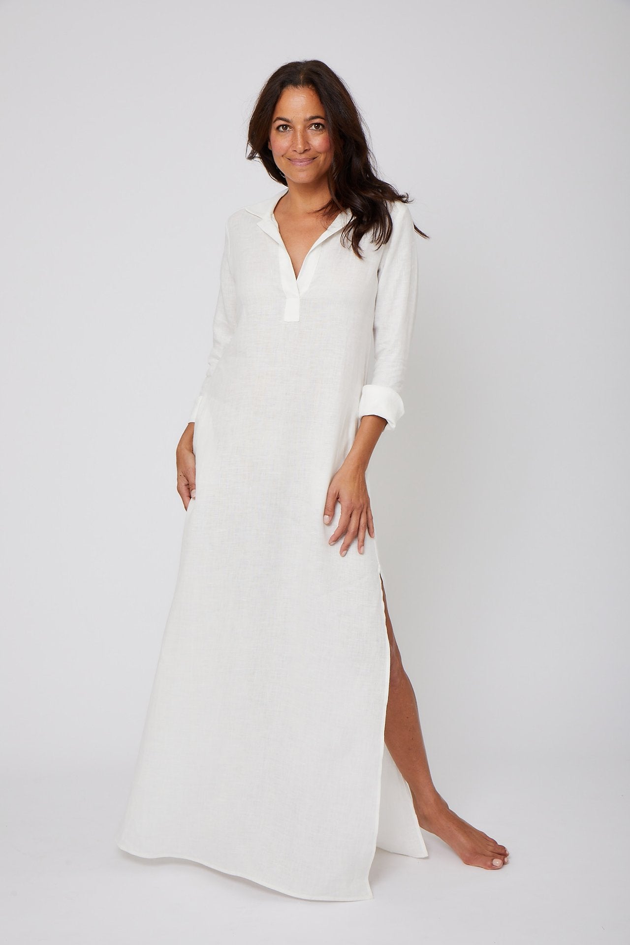 Long Linen Shirt Dress