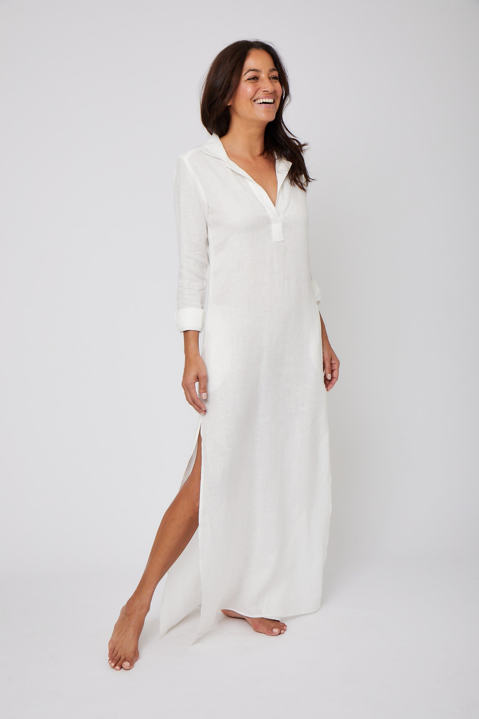 Long Linen Shirt Dress