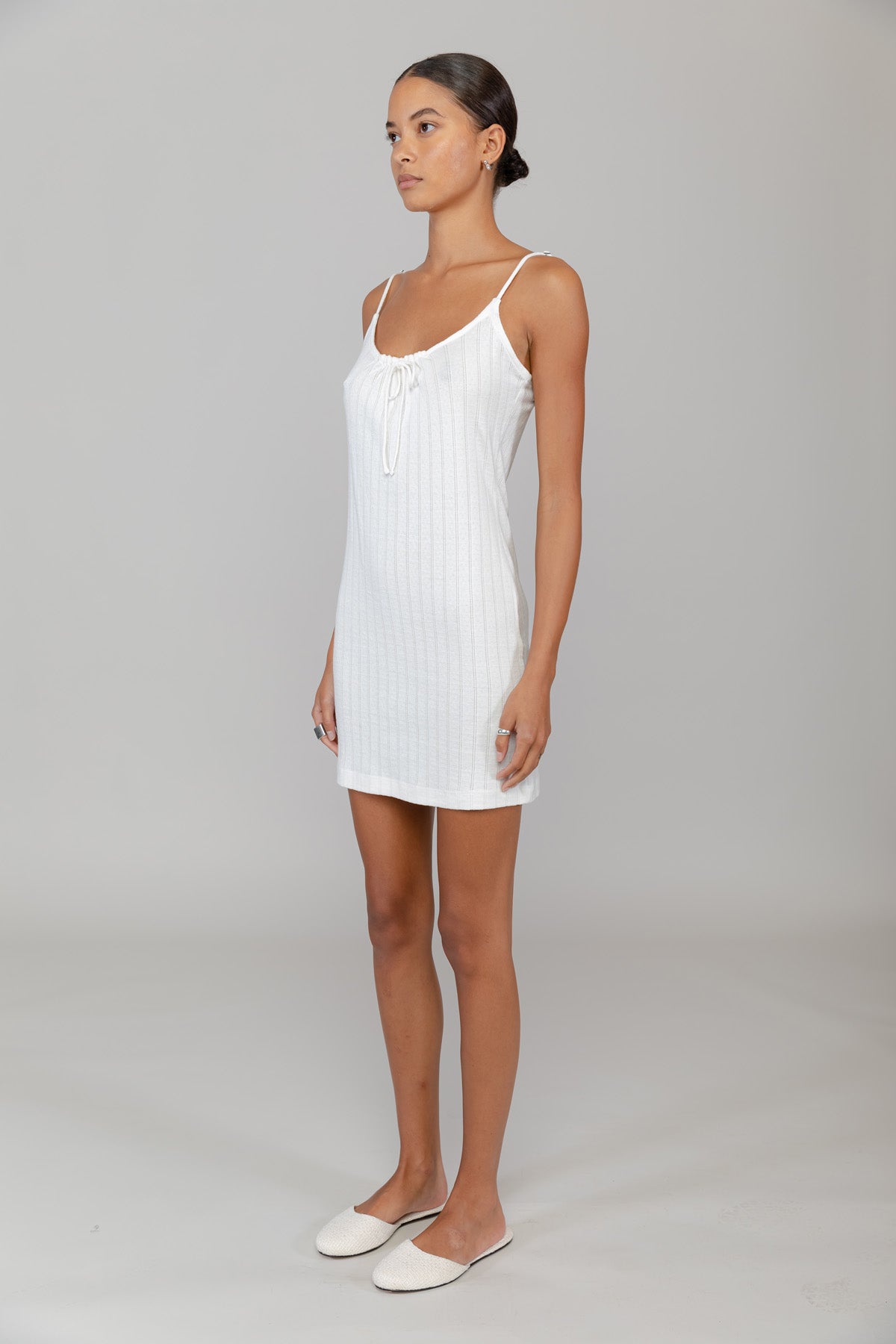 Pointelle Tie Front Dress