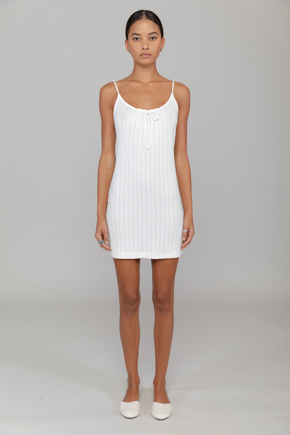 Pointelle Tie Front Dress  