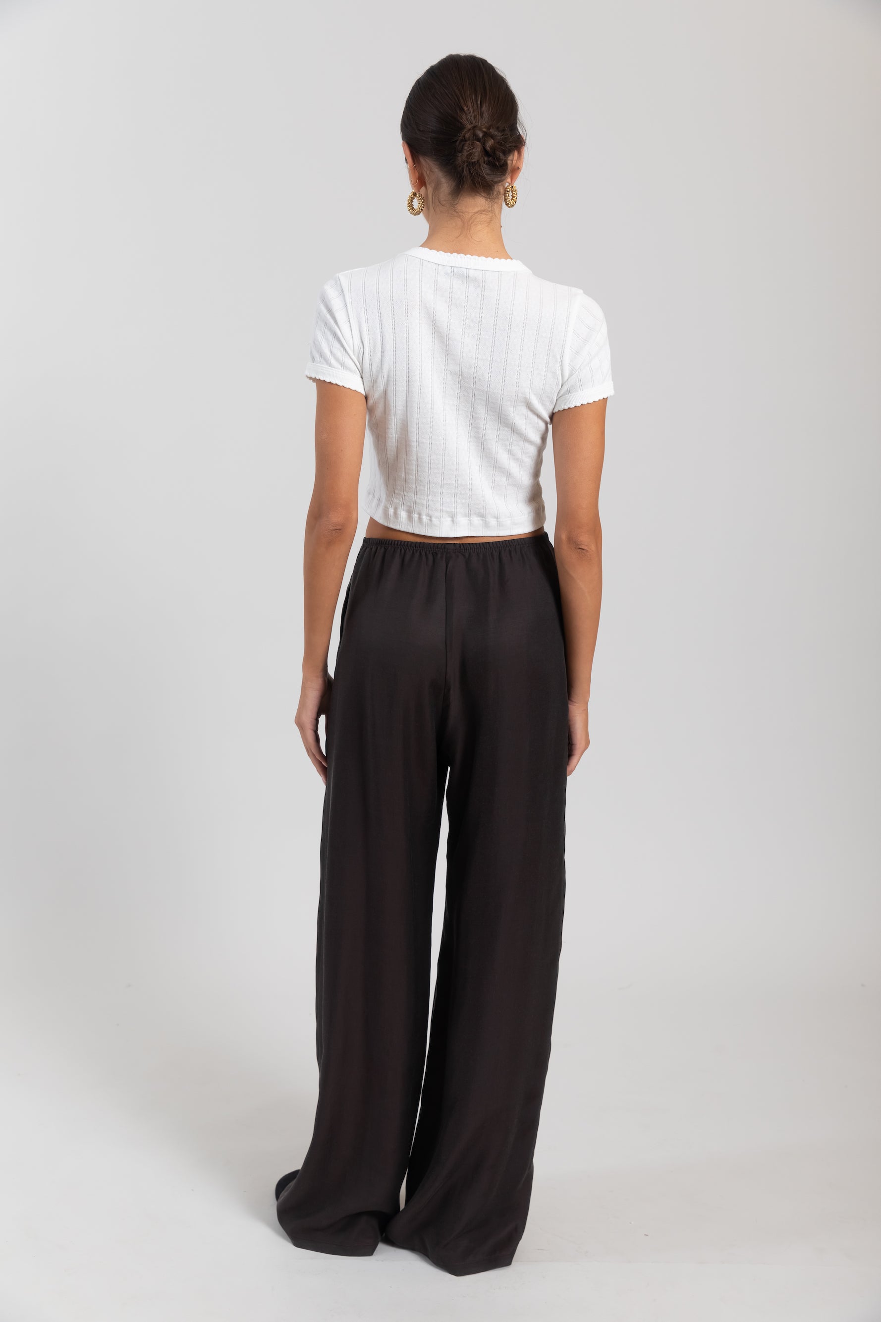 Pointelle Crop Slim Fit Tee