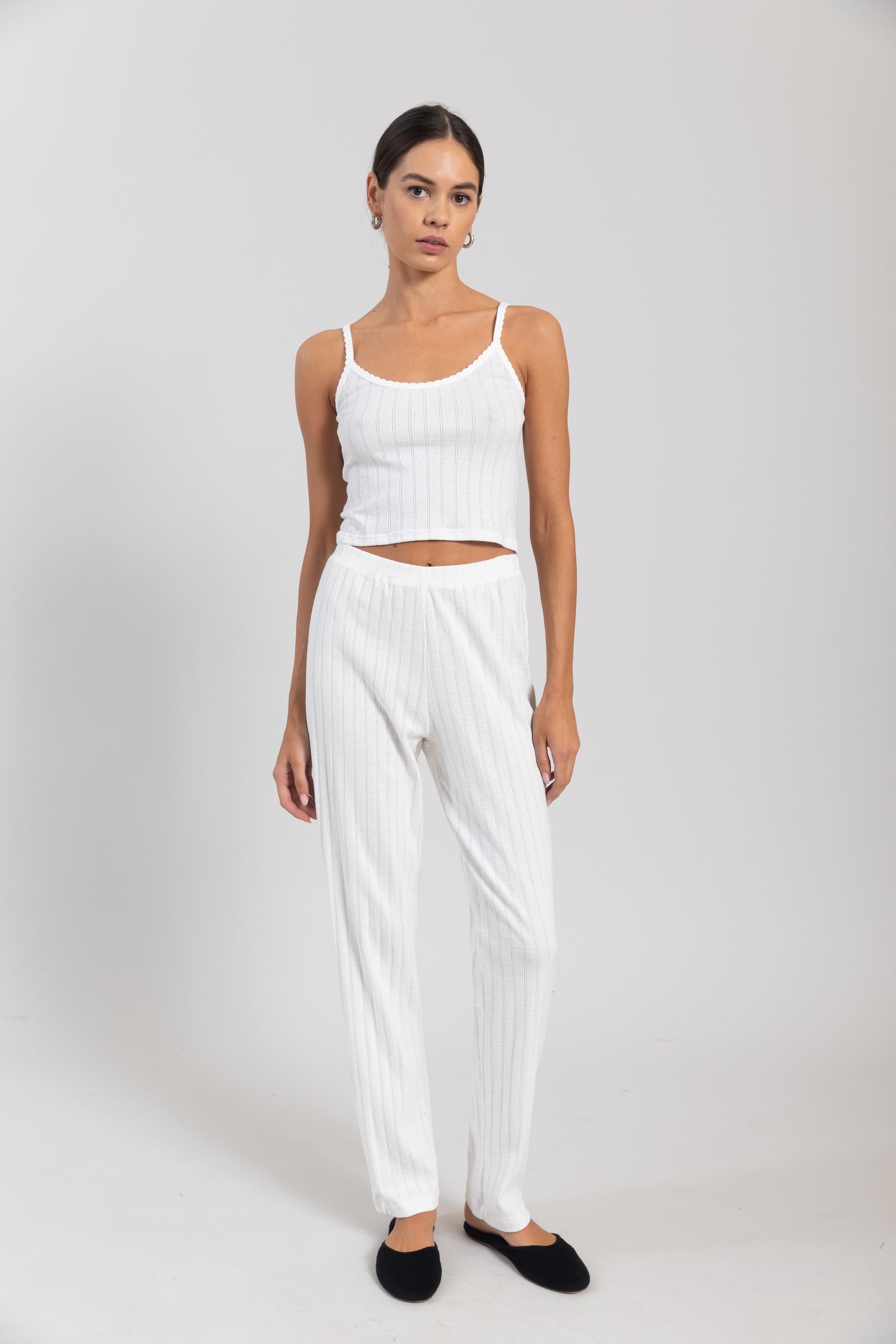 Pointelle Crop Classic Tank Top 