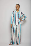 Cotton Sateen Multi Stripe Pajama Set