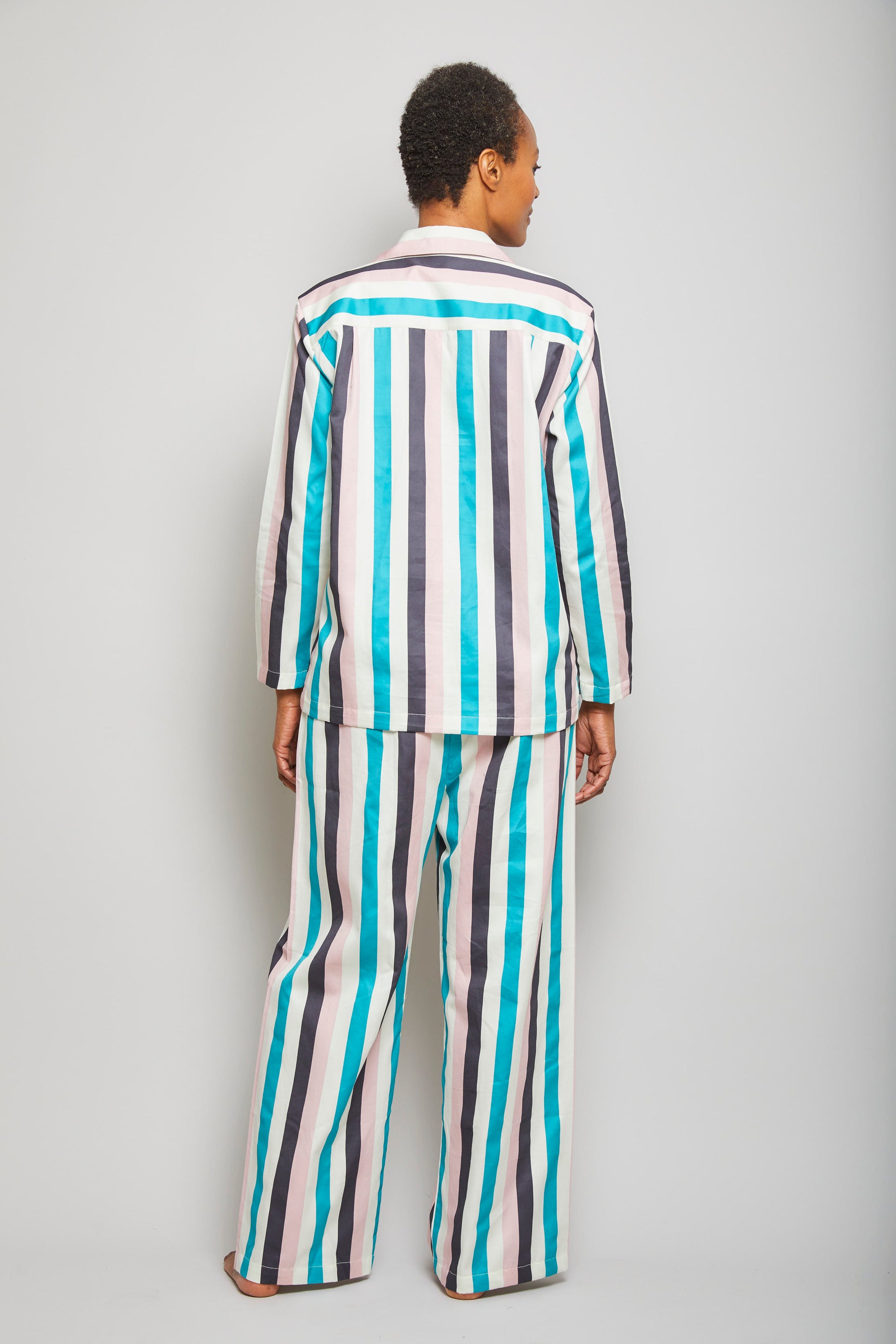 Cotton Sateen Multi Stripe Pajama Set