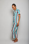 Short Sleeve Crop Pant Multi-Stripe Pajama Set