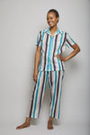 Short Sleeve Crop Pant Multi-Stripe Pajama Set 