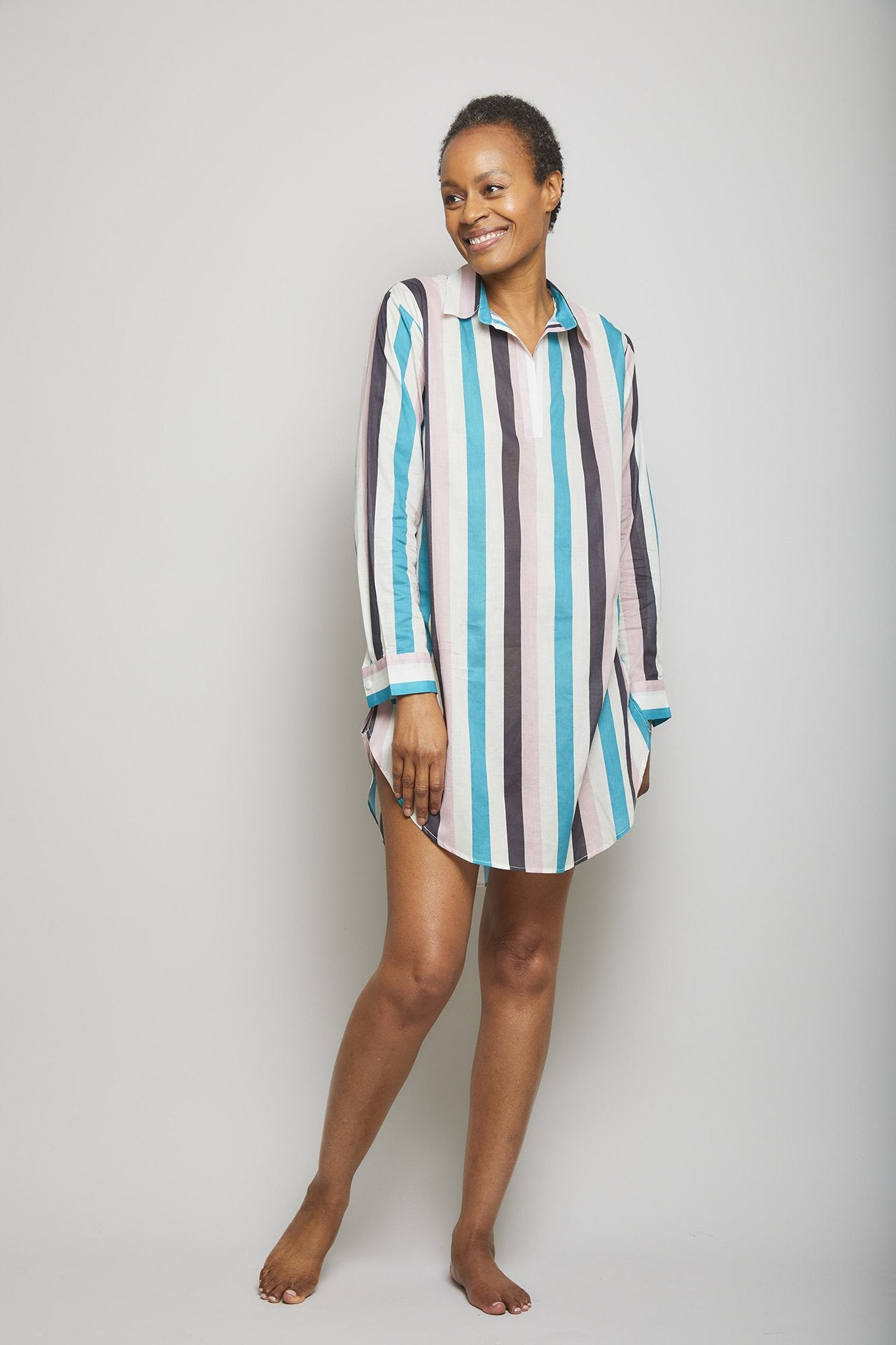 Multi-Stripe Poet Sleep Shirt