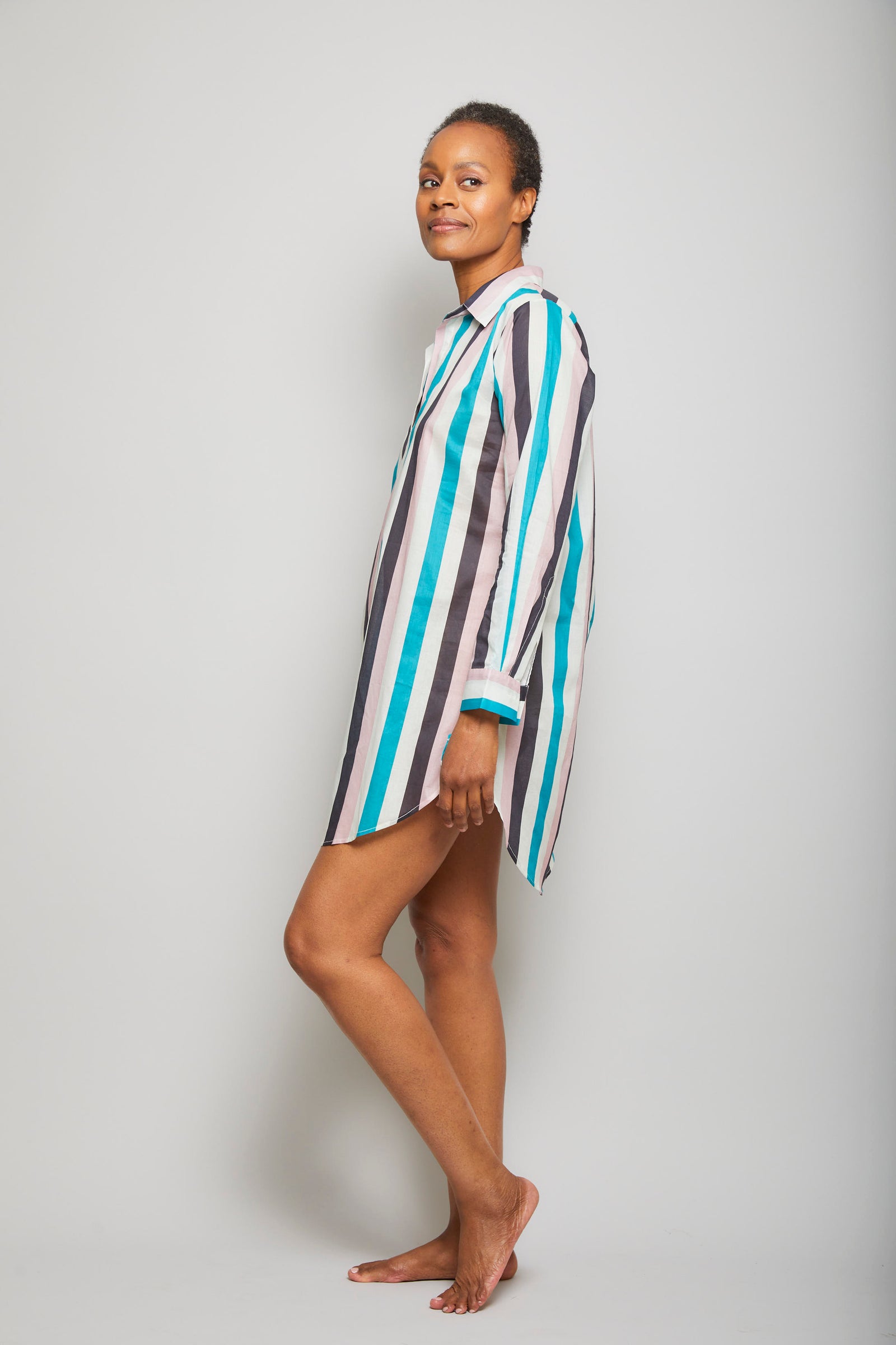 Multi-Stripe Poet Sleep Shirt