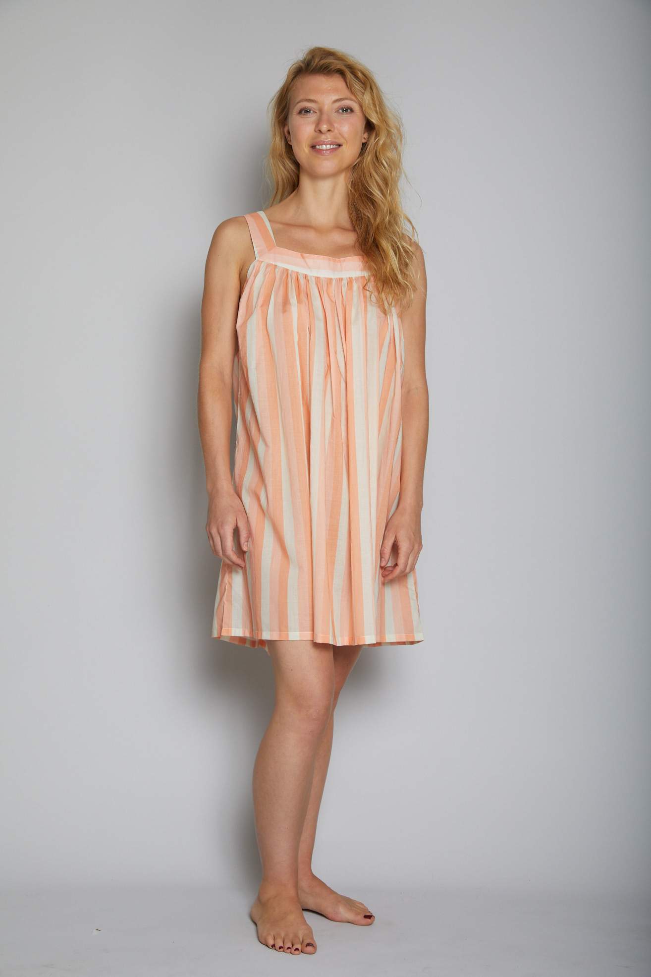 Striped Short Square Neck Nightie