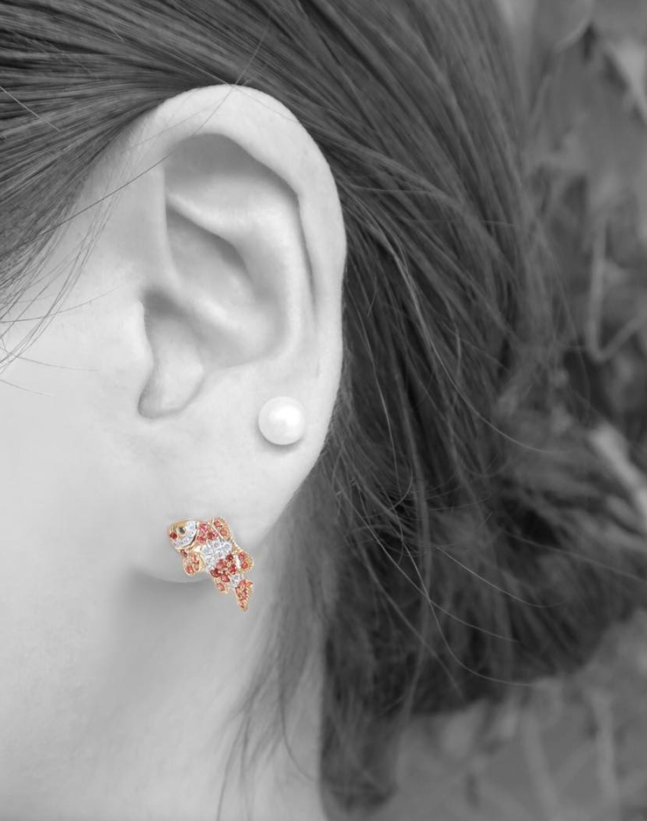 Small Fish Earring - Orange