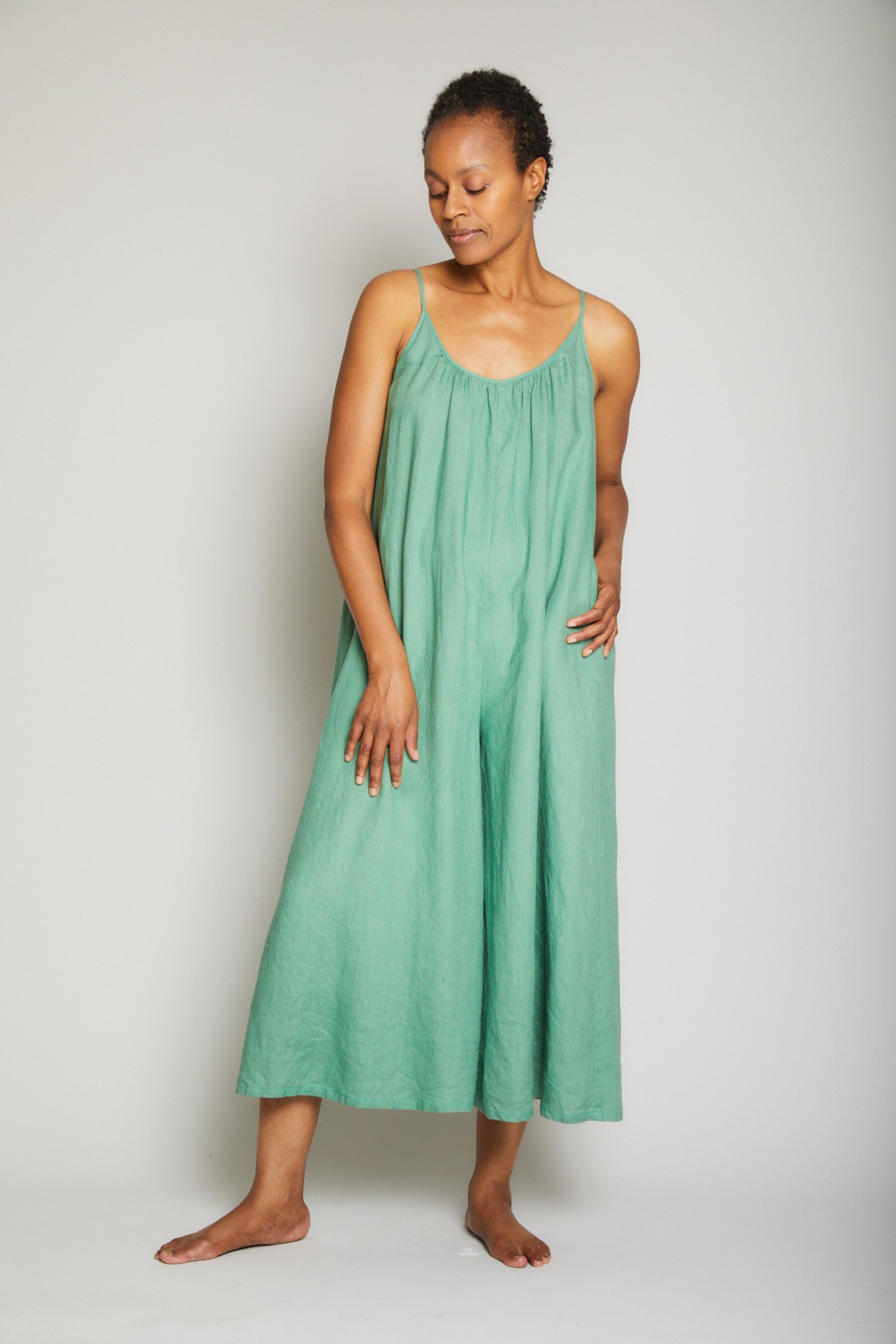 Cropped Linen Jumpsuit