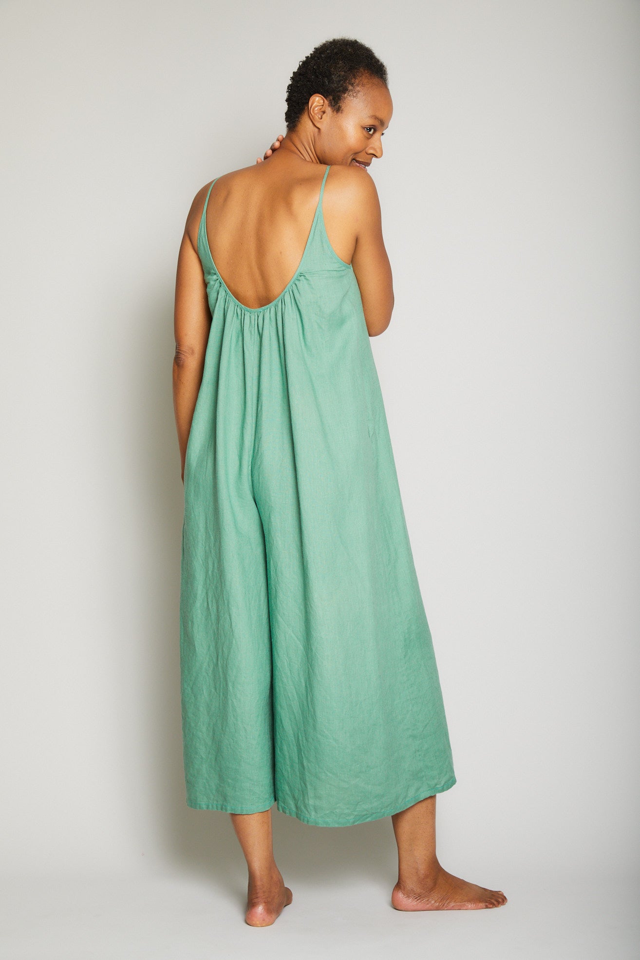 Cropped Linen Jumpsuit