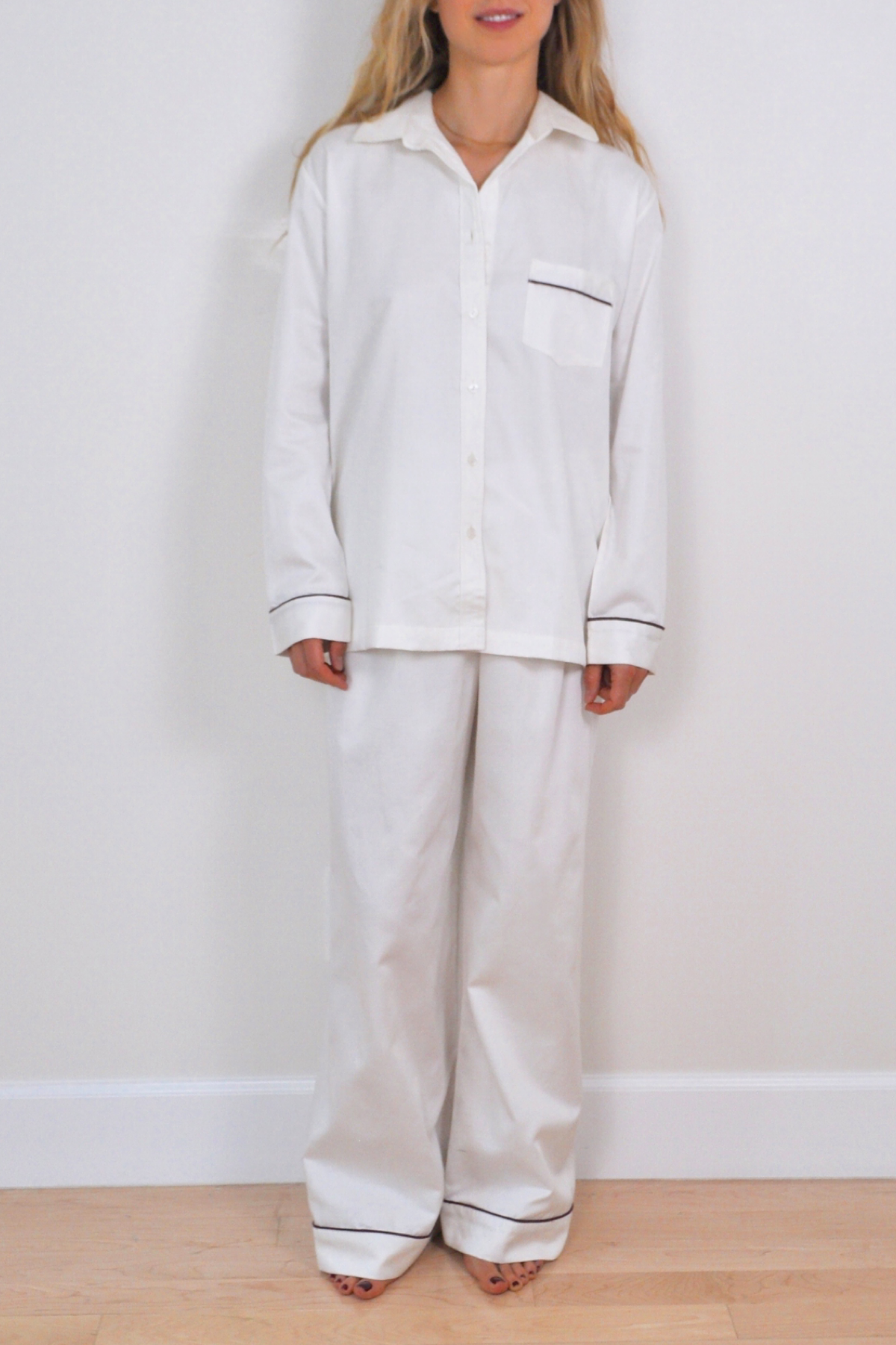 Cotton Sateen Piped Pajama Set