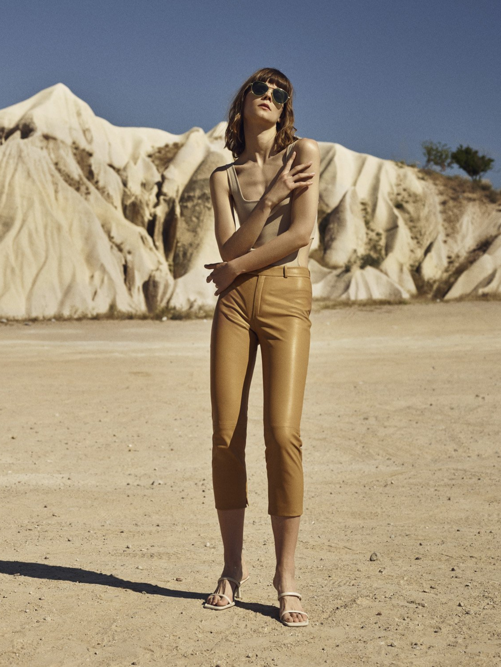 Fitted Crop Leather Pants