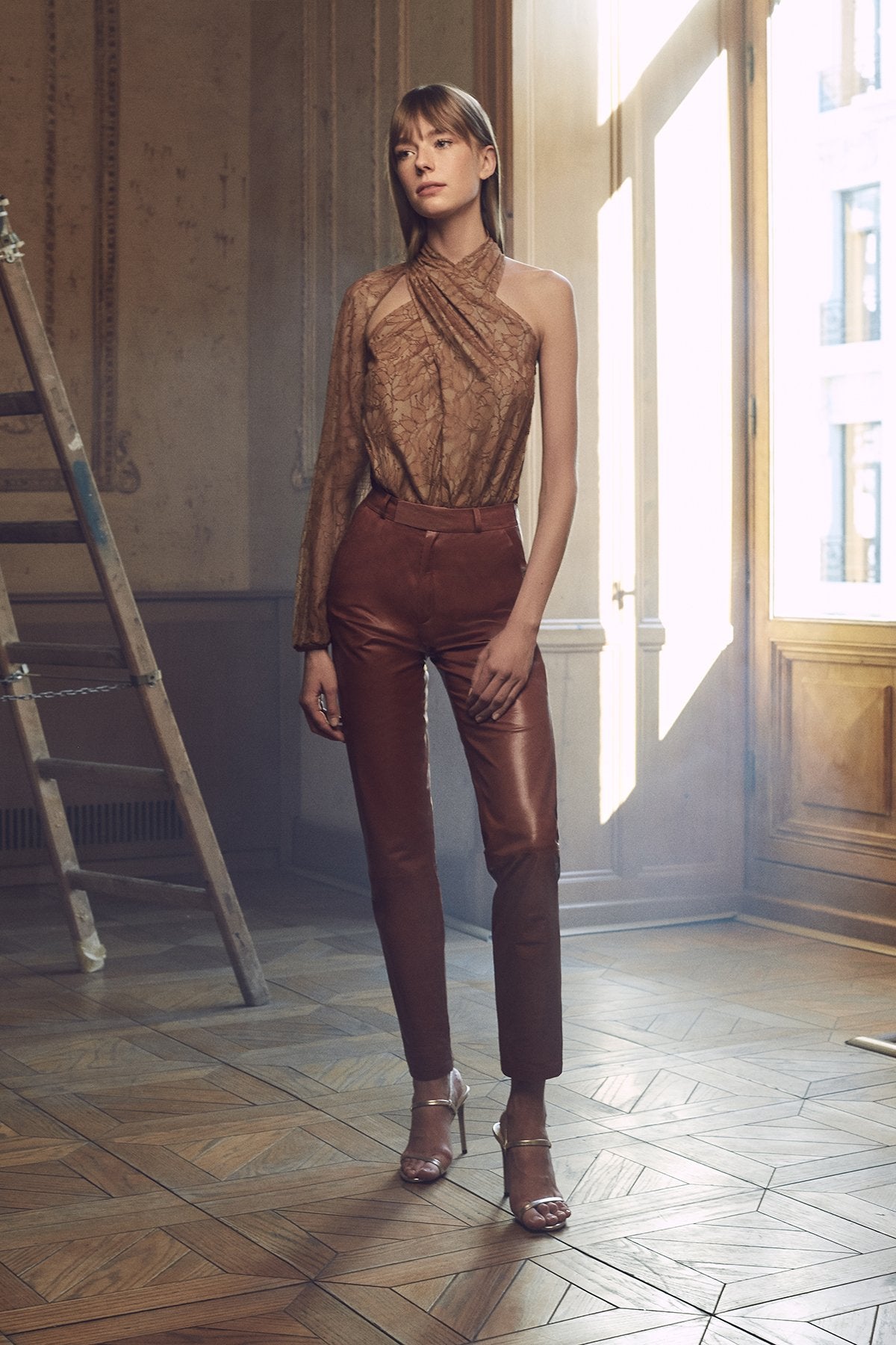 One Sleeve Lace Bodysuit