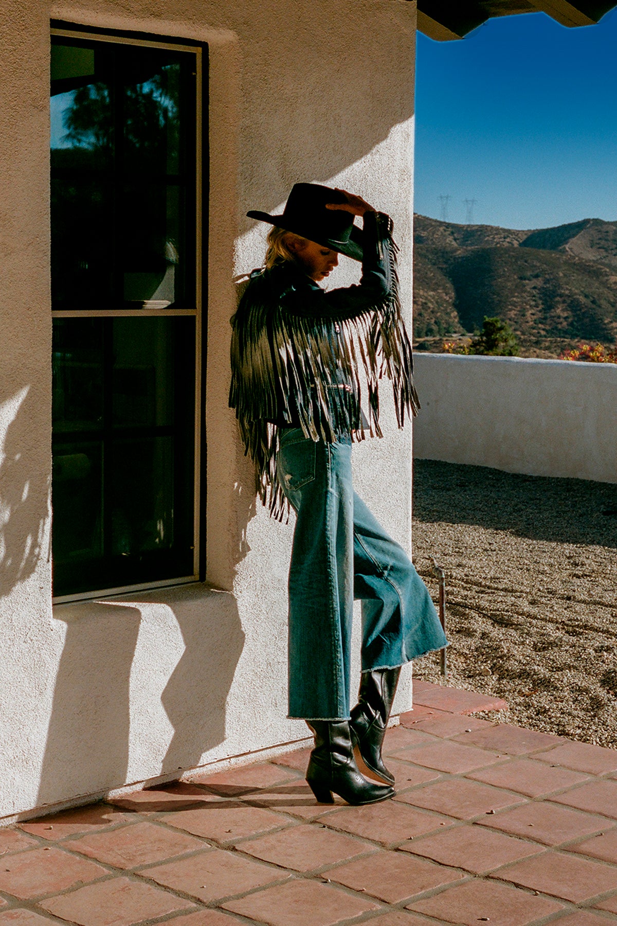Raw Denim Fringe Moto Jacket